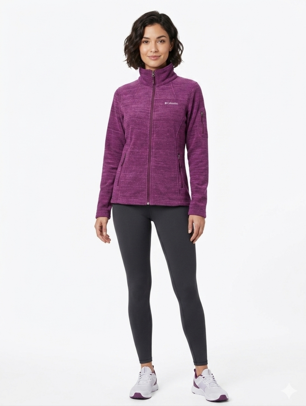 Columbia Heathered Purple Zip-Up Fleece Jacket FAST TREK II Sz M